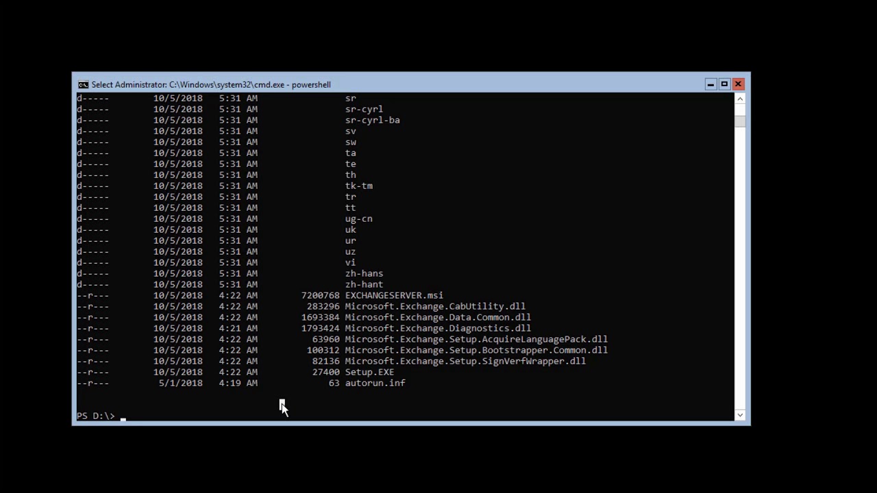 Exchange 2019 Installation on Windows 2019 Core OS