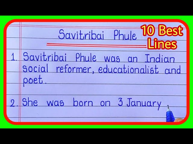 Essay On Savitribai Phule / Savitribai  Phule essay writing in english 10 lines class=