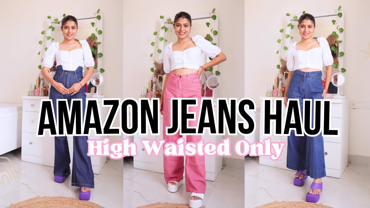 Amazon Wide Leg Jeans Haul | Freakins Jeans | Highwaisted Jeans | - YouTube