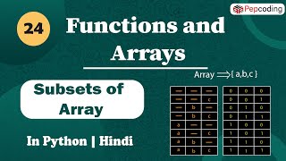 Subsets of Array | Module : Basics of programming | In Hindi | Python | Video_24