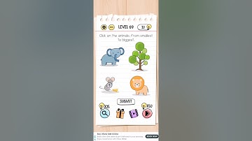 Brain test Level 69 click on animals from smallest to biggest Walkthrough