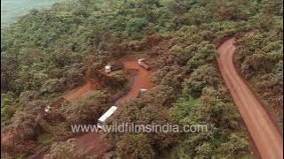 Sandur Aerial view of Bellary district shows manganese mines, large scale pillage of Ghats hillsides