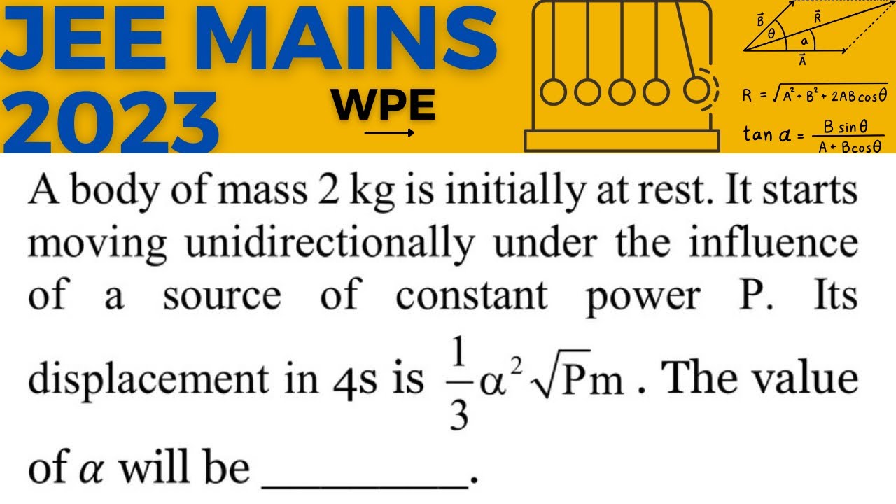 A body of mass 2kg is initially at rest. it starts moving ...