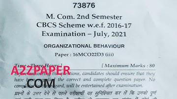 Mdu MCom 2nd Sem Organizational Behaviour Question Paper 2021