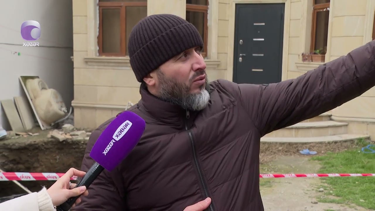 Bakıda kollektorun üzərində tikilən evin həyəti çöküb