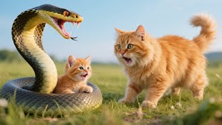 Kitten Attacked by Snake 🐍 Cat Videos Kucing | Cute Cat | Meow Meow | Funny Cat Mama Cat And Kitten