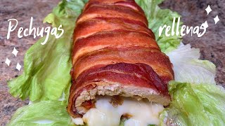 COMO HACER PECHUGAS RELLENAS CON TOCINO - ROLLO DE TOCINO CON POLLO