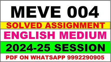 meve 4 solved assignment 2024-25 | meve 4 solved assignment in english 2025 | meve 4 2025