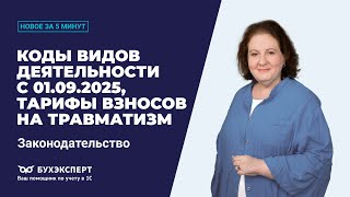 видео: Коды с 01.09.2025, взносы на травматизм. Новости законодательства за 5 минут – выпуск 28.10.2025 картинка: Коды с 01.09.2025, взносы на травматизм. Новости законодательства за 5 минут – выпуск 28.10.2025