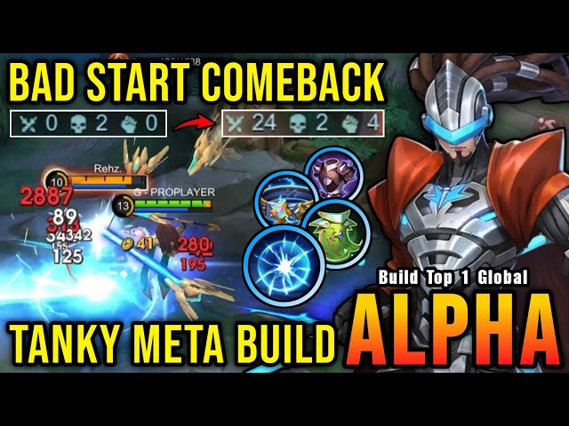 24 Kills!! Tank META Build Alpha Comeback From a Bad Start!! - Build Top 1 Global Alpha ~ MLBB class=
