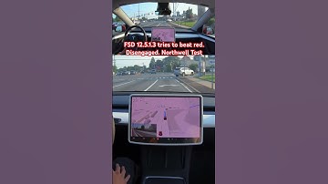 FSD 12.5.1.3 tries to beat red. Disengaged. Northwell Test #teslafsd #fsdbeta #fsd