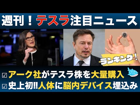 【週刊テスラニュース】アーク社がテスラ株を大量購入、ニューラリンクが人体に脳内デバイスの埋め込み実施へ等