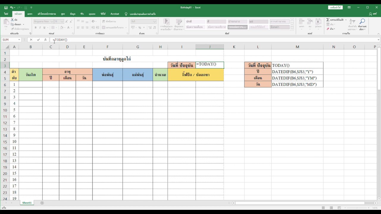 โปรแกรม คำ น วน อายุ  2022  การคำนวณอายุ ปี เดือน วันง่ายๆ ใช้โปรแกรม excel