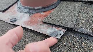 Roof leak at B vent pipe flashing - Bad roof install