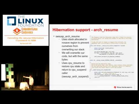Embedded Linux Conference 2013 - Extending the SWSUSP Hibernation Framework to ARM