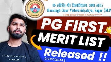 DHSGSU PG merit list 2022 | dhsgsu pg admission 2022 | Dr. harisingh gour university pg merit list