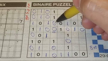 Tuesday. Bonus Extra edition. (#4328) Binary01 Sudoku puzzle.  03-29-2022 Extra part 3 of 5