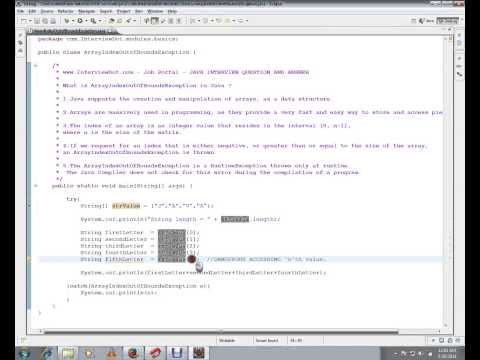 ARRAYINDEXOUTOFBOUND EXCEPTION JAVA