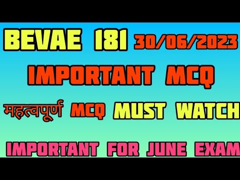 Bevae 181 important mcq previous year question paper most favourite ...