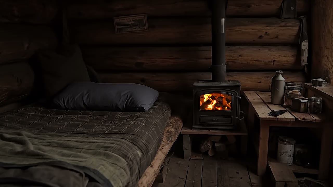 Crackling Fire and Snowstorm Sounds | Cozy Winter Cabin Ambience for Deep Sleep
