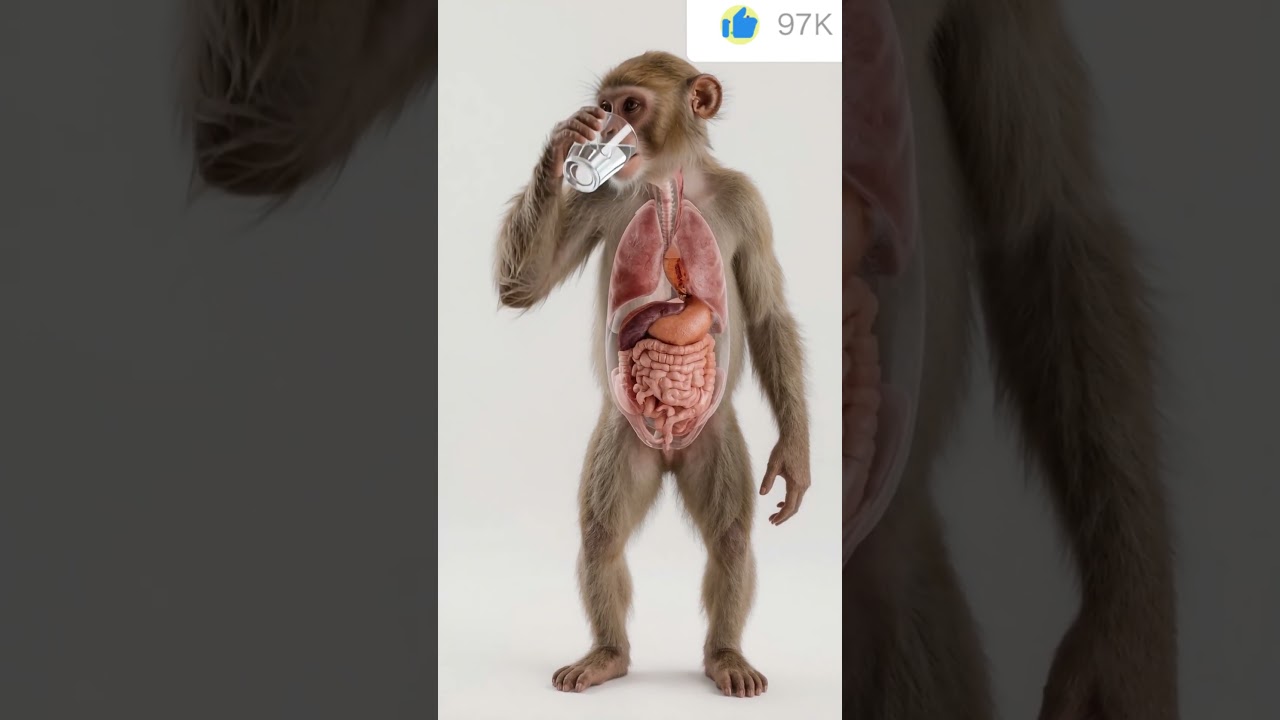 Monkey Drinking water - 3D Animation  
