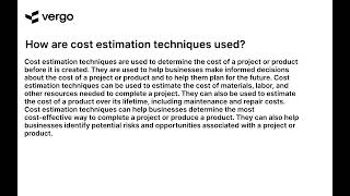 Cost Estimation Techniques Explained