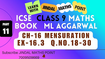 ICSE 9 Ch-16 Mensuration From ML Aggarwal Part-11 @jindalmathspoint