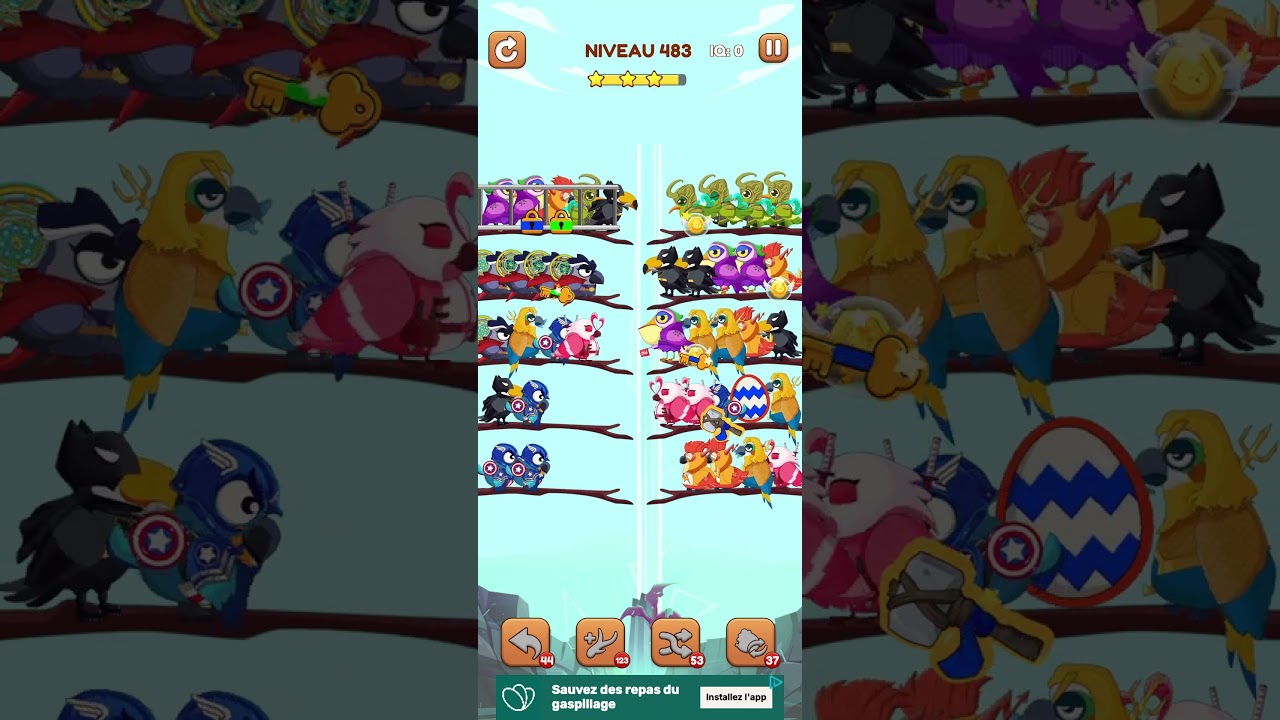 bird sort 2 color puzzle solution niveau 483 