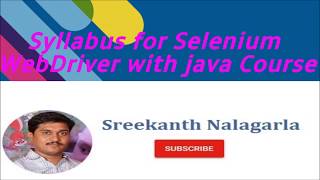 Syllabus for selenium webdriver with java course