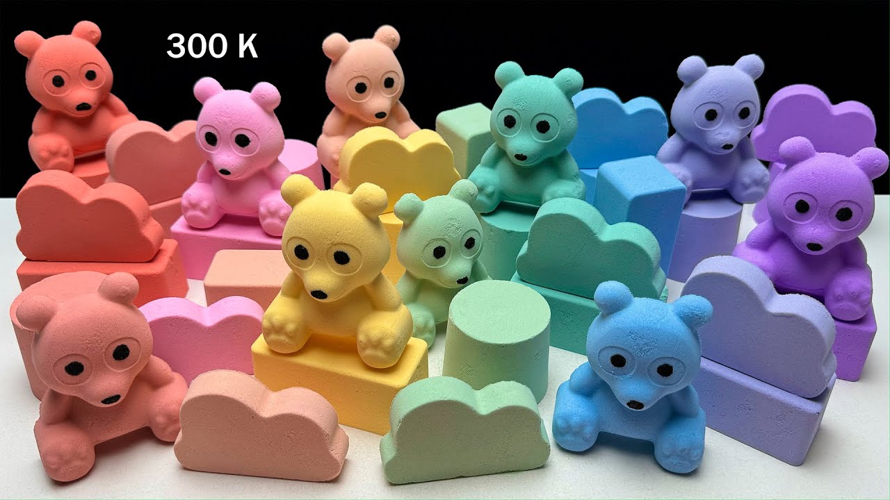 ASMR baking soda | Holiday rainbow bears | 10 colors🌈
