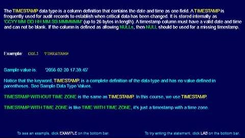 SQL 056 Data Types, Date Time Timestamp Data, TIMESTAMP