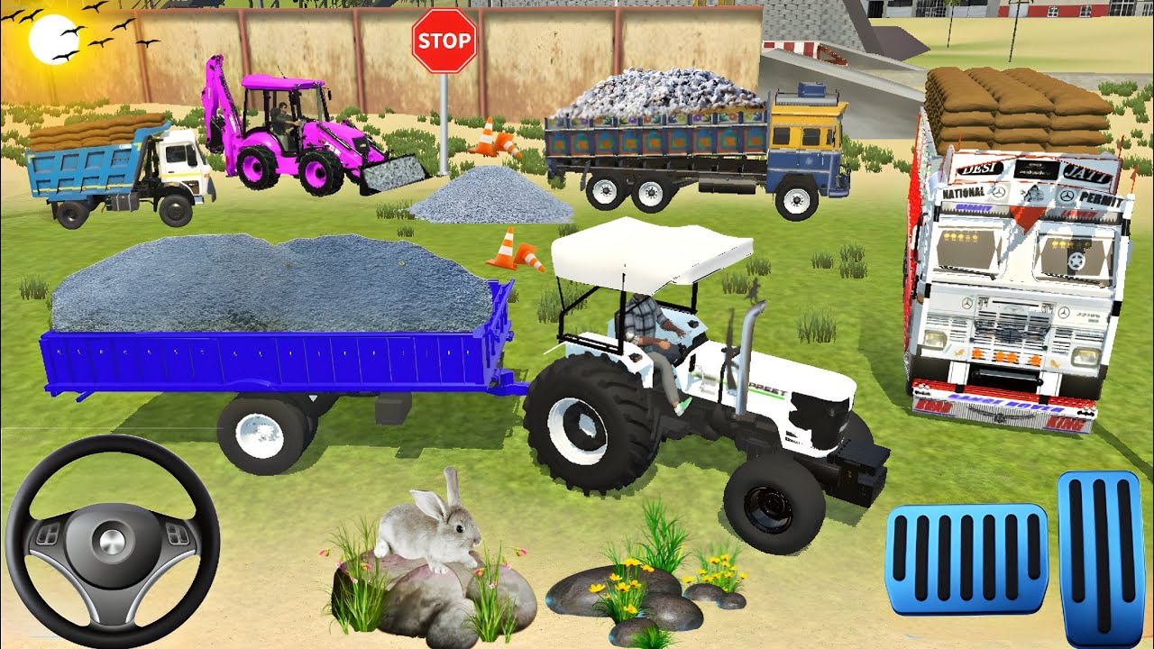 🔴Drive JCB and Uploading stone From Dumper truck in game 🎯 