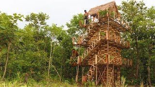 Amazing ! Build Four Story Villa House Using Wood Brick (part 2)