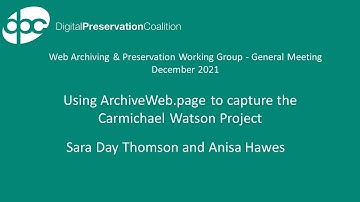 Using ArchiveWeb.page to capture the Carmichael Watson Project