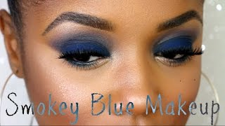 Navy Blue Smokey Eye Makeup | Ellarie
