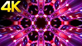 4k Abstract Square Sci-Fi Loop | 10 Hours of Neon Light Cyber Tunnel | VJ Loop Background
