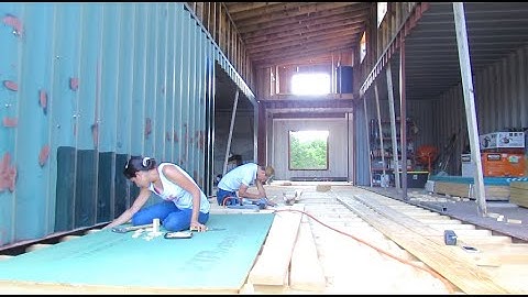 Episode 11- Installing Floor Joists to Join Our Shipping Containers, Zip Taping, and Weatherproofing