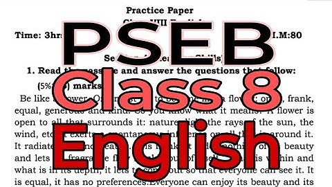 PSEB class 8 English sample paper pre board 2024 #pseb #samplepaper #class8 #english