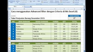 Excel 2007 Tutorial |Cara Filter Data dengan Satu Kriteria Menggunakan Advanced filter