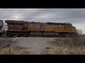 [4K] UP GTUNG with UP GE AC6000CW #7315 interchange MEX-USA PK-T8 In Nogales Arizona