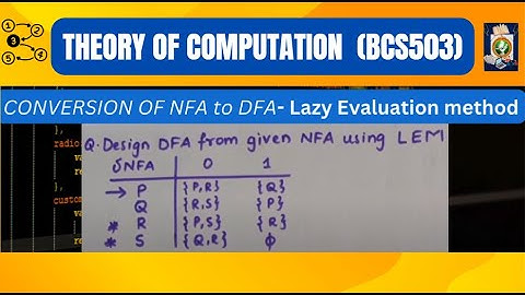 Automata Theory | Conversion of NFA to DFA using LAZY EVALUATION  Method| Problem 2 | TOC- BCS503