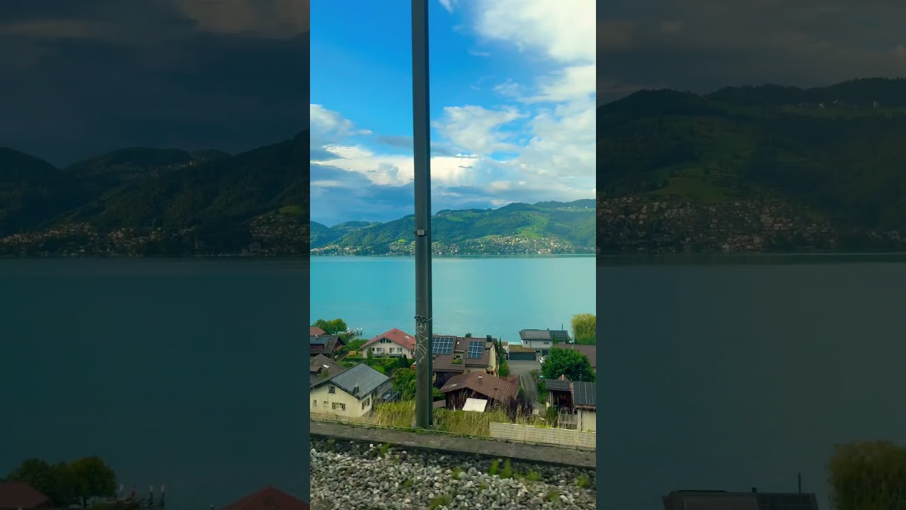 Evening train ride past Thunersee 🌄🇨🇭