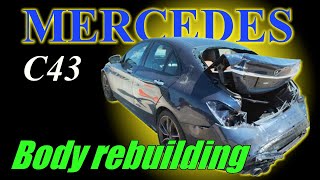 Mercedes C43 (205). Body rebuilding. Ремонт кузова. видео