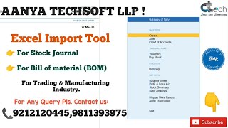 Excel Import Tool - For Stock Journal & Bill of Material (BOM) in Tally Prime.