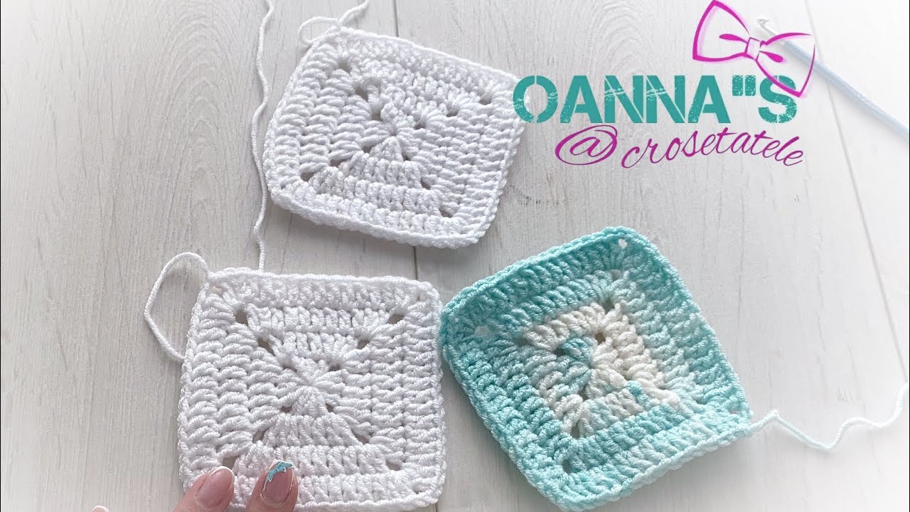 Pătrat croșetat metoda simpla, cu unire invizibila a rândurilor.