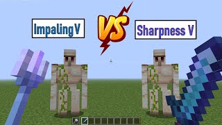 Minecraft Impaling V Trident Vs Sharpness V Diamond Sword Minecraft Weapon Op Test 2021