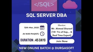🔥 SQL Server DBA Online Training – New Batch Starts on 12th March 2025 | Learn from Experts 🚀