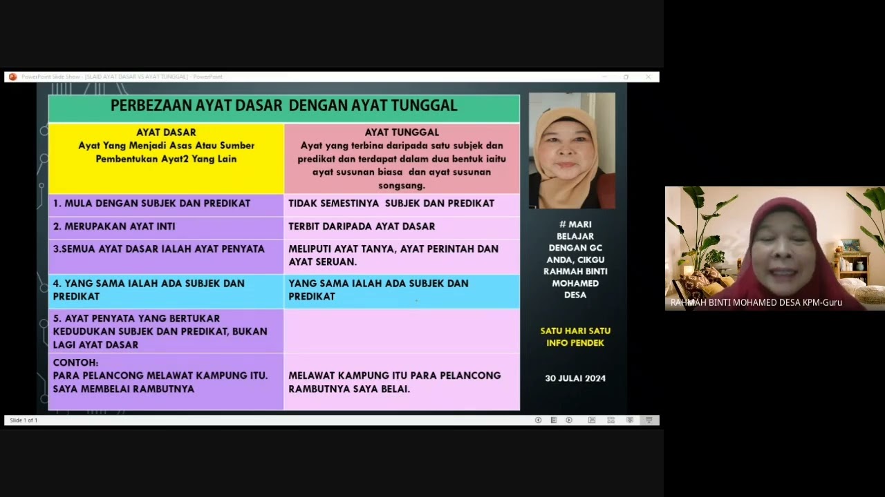 PERBEZAAN AYAT DASAR DGN AYAT TUNGGAL