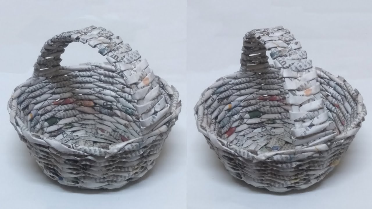 Newspaper basket | how to make a paper basket | newspaper craft ideas ...