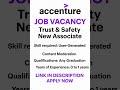 Accenture Job Vacancy2025 💼 |Trust & Safety Associate | 0–1 Year Experience|Freshers Apply#accenture